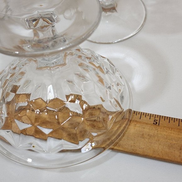 3) Vintage Fostoria American Clear Low Sherbet Coupe Glasses flared rim cubist - Picture 8 of 8